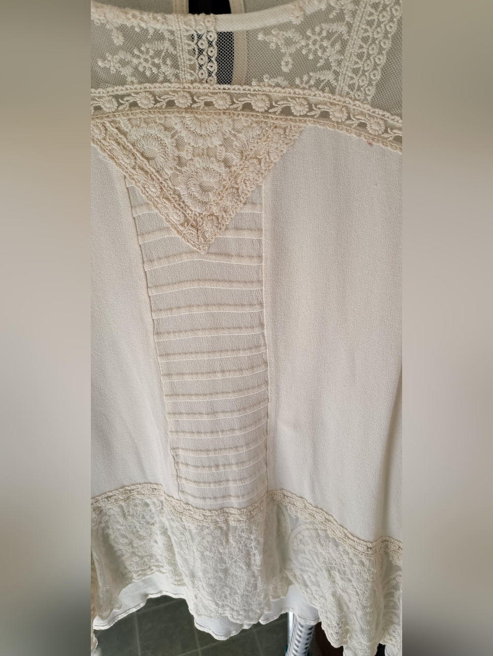 Maurices Cream Lace Yoke Long Sleeve Blouse - Picture 2 of 4